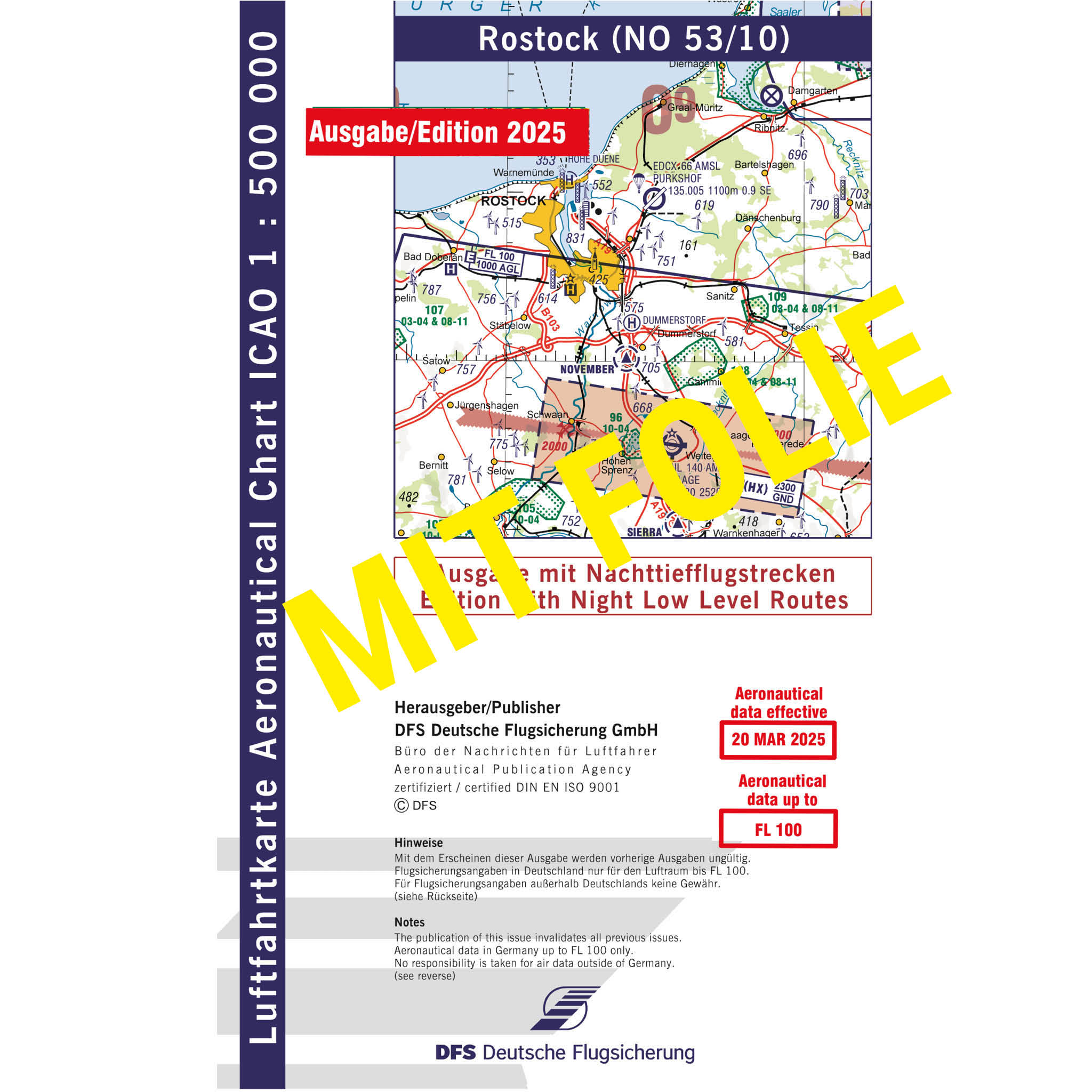 ICAO Deutschland mit Folie, Rostock, 2025, NTFS, gefaltet