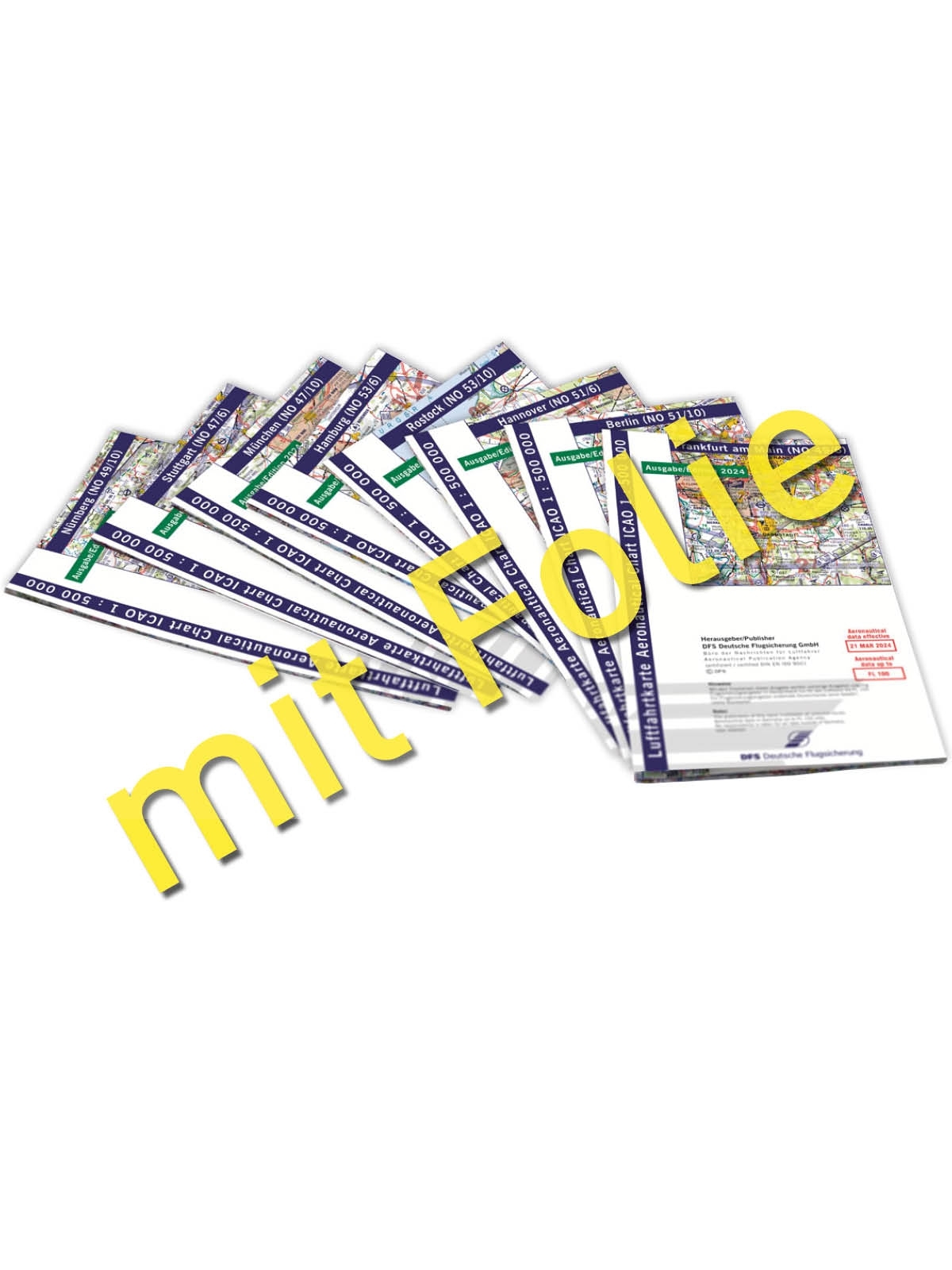 Satz ICAO Karten Deutschland 2024 Motorflug - mit Folie, gefaltet