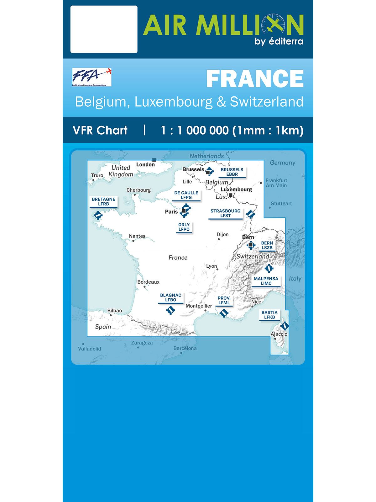 Frankreich - Air Million VFR-Karte 1:1.000.000, inkl. Nachbarländer, gefaltet, 2025
