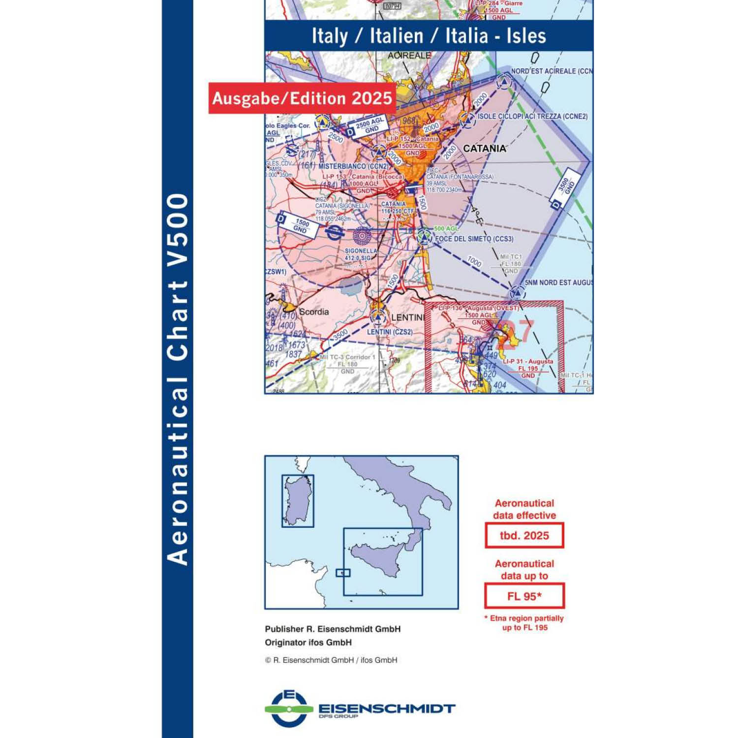Italien Inseln V500 VFR-Karte - Papier, gefaltet, 2025