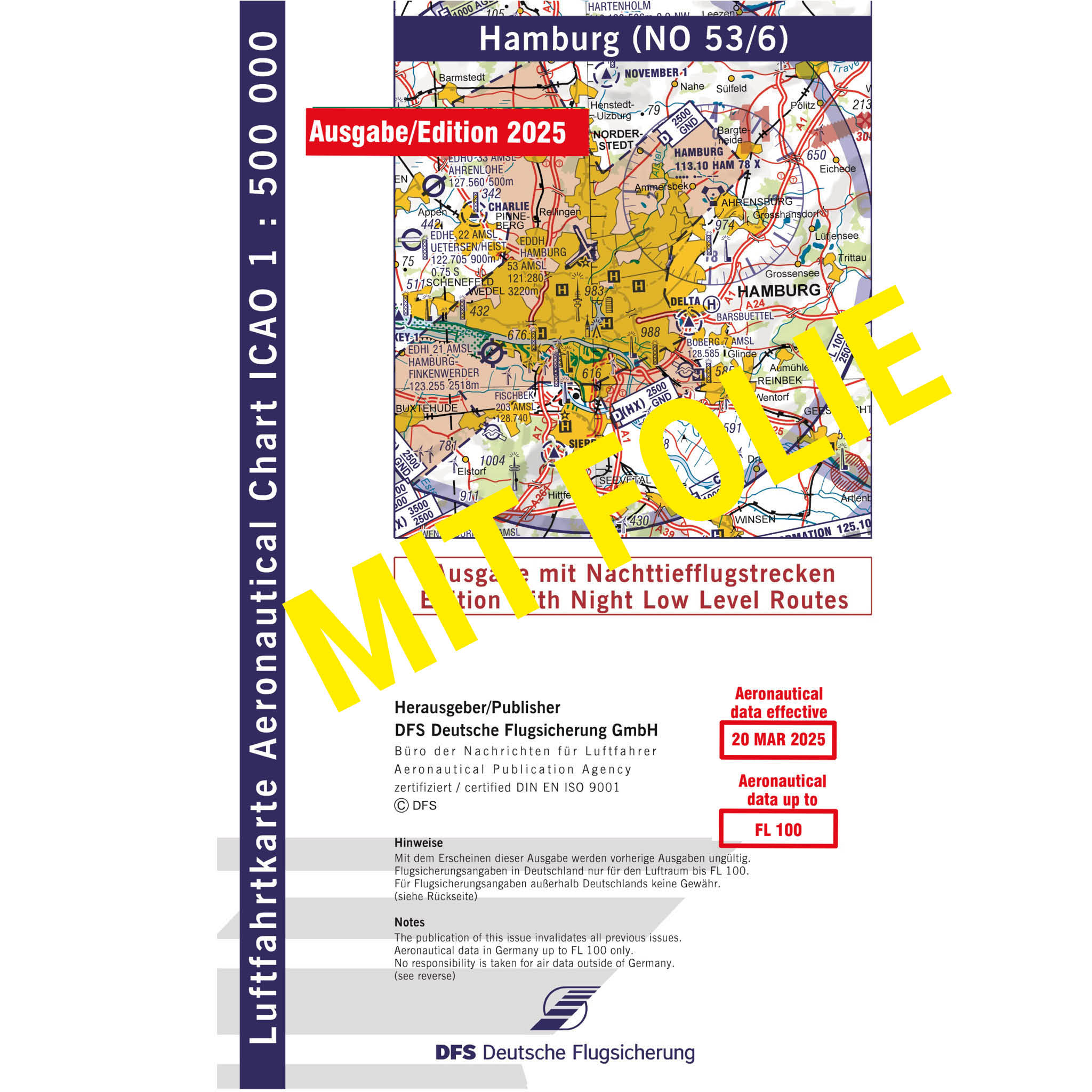 ICAO Deutschland mit Folie, Hamburg, 2025, NTFS, gefaltet