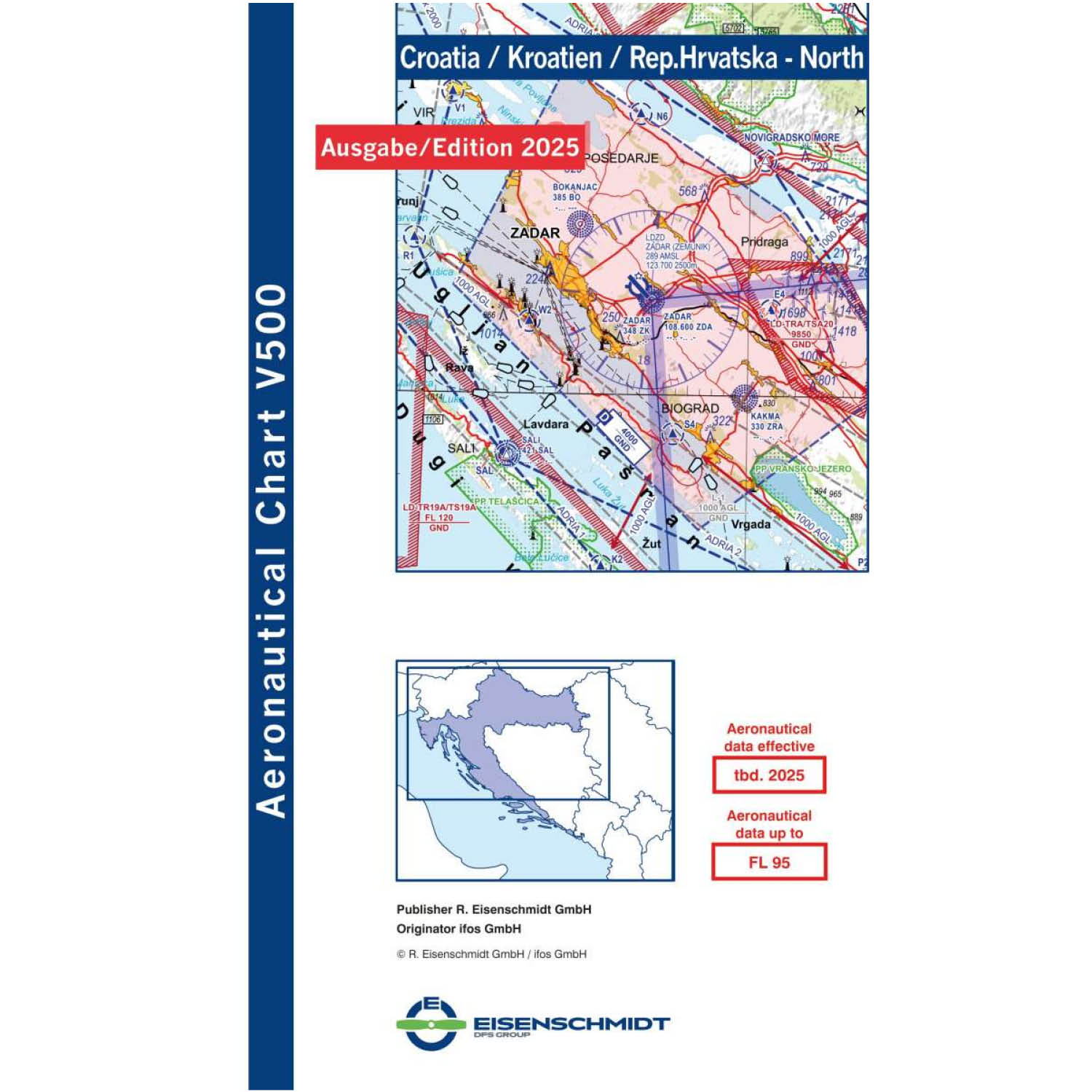 Kroatien Nord V500 VFR-Karte - Papier, gefaltet, 2025