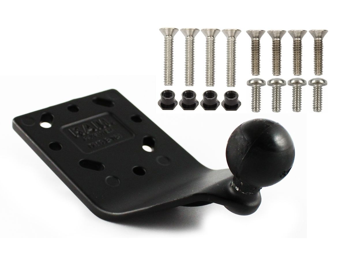 RAM Mounts Adapterplatte,gewölbt - B-Kugel (1 Zoll), AMPS Lochraster, Schrauben-Set (Garmin GPSMAP 695 / aera 795)